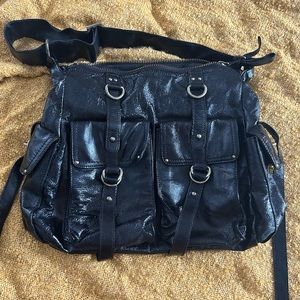 Cynthia Rowley Black Patent Leather Crossbody Hobo bag